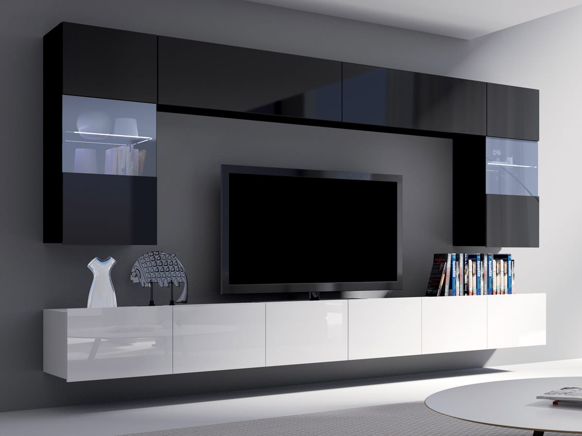 GAB Obývací stěna LORONA 1, Bílá/Černá 300 cm