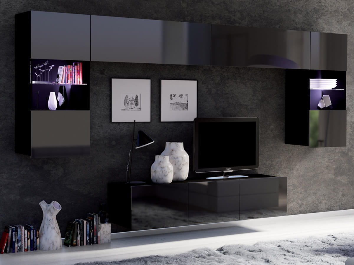 GAB Obývací stěna LORONA 2, Černá 300 cm