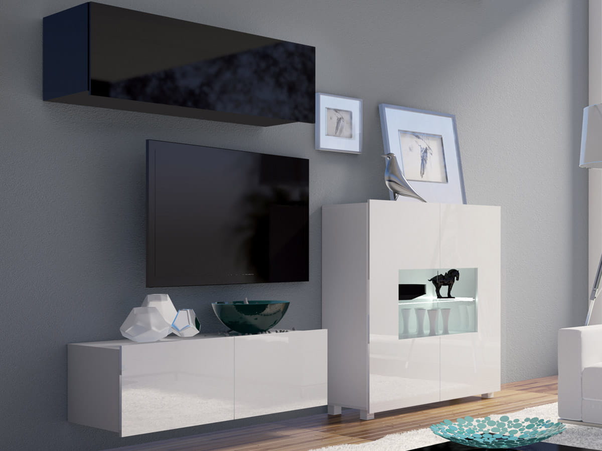 GAB Obývací stěna LORONA 9, Bílá/Černá 105 cm