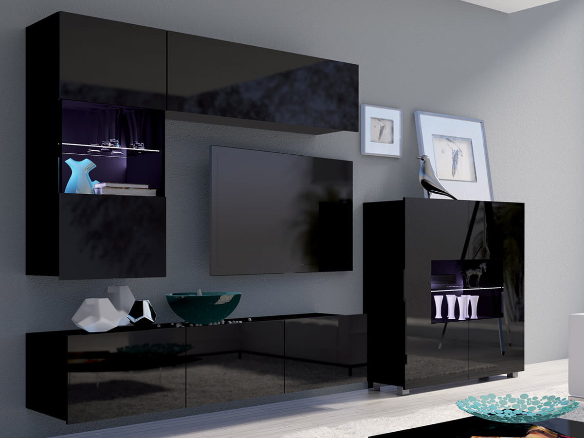 GAB Obývací stěna LORONA 3, Černá 150 cm