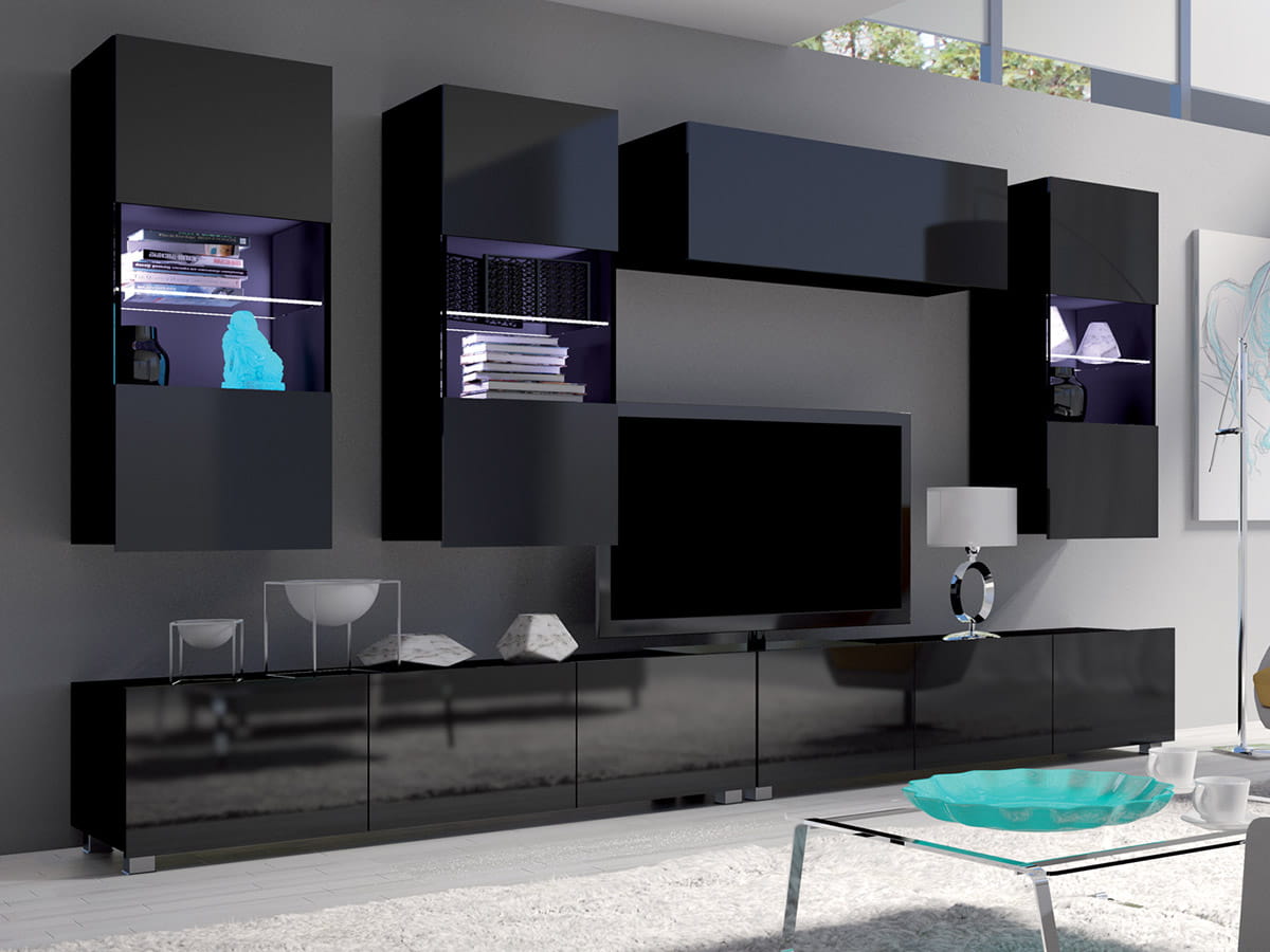 GAB Obývací stěna LORONA 11, Černá 300 cm