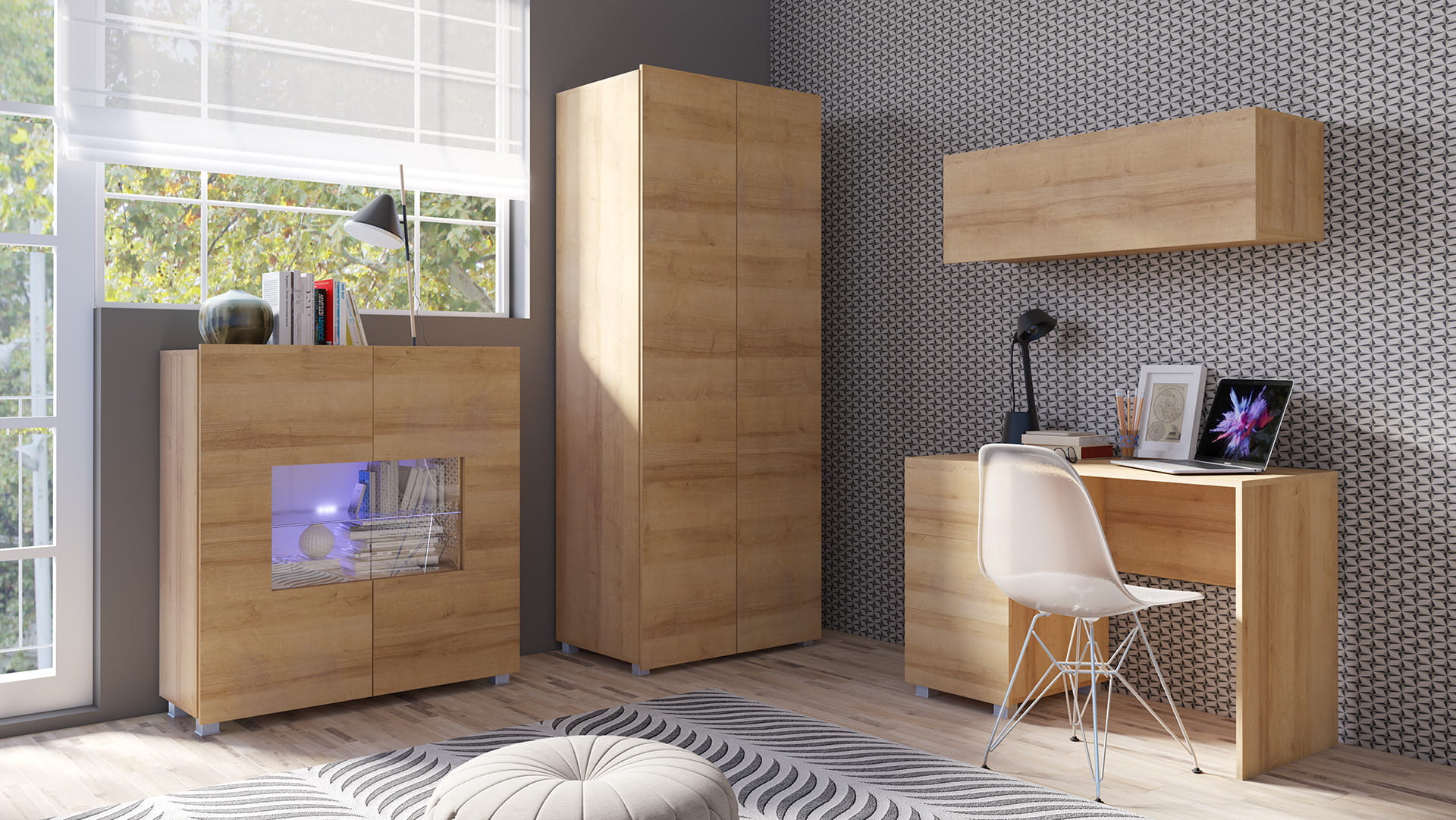 GAB Sestava nábytku LORONA 14, Zlatý dub