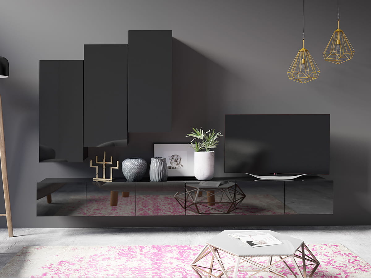 GAB Obývací stěna LORONA 20, Černá 300 cm