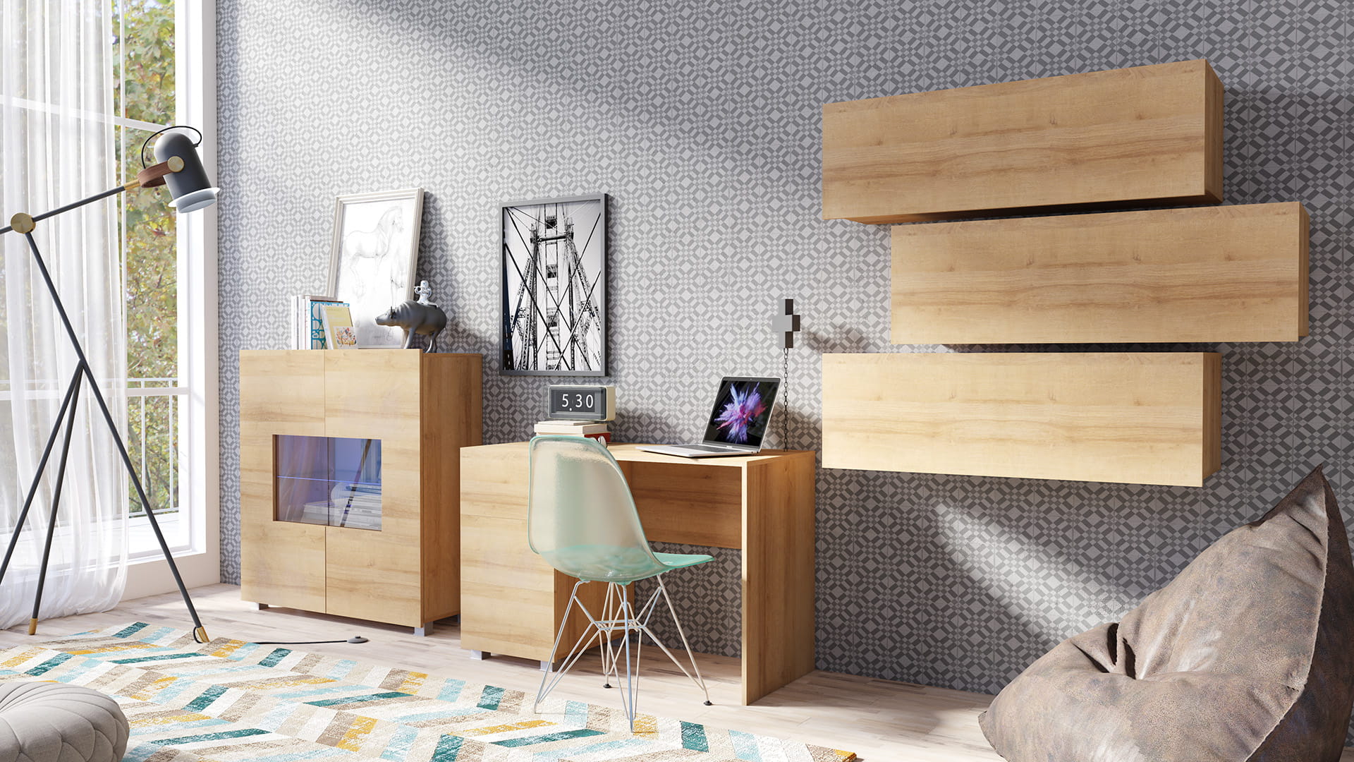 GAB Sestava nábytku LORONA 15, Zlatý dub