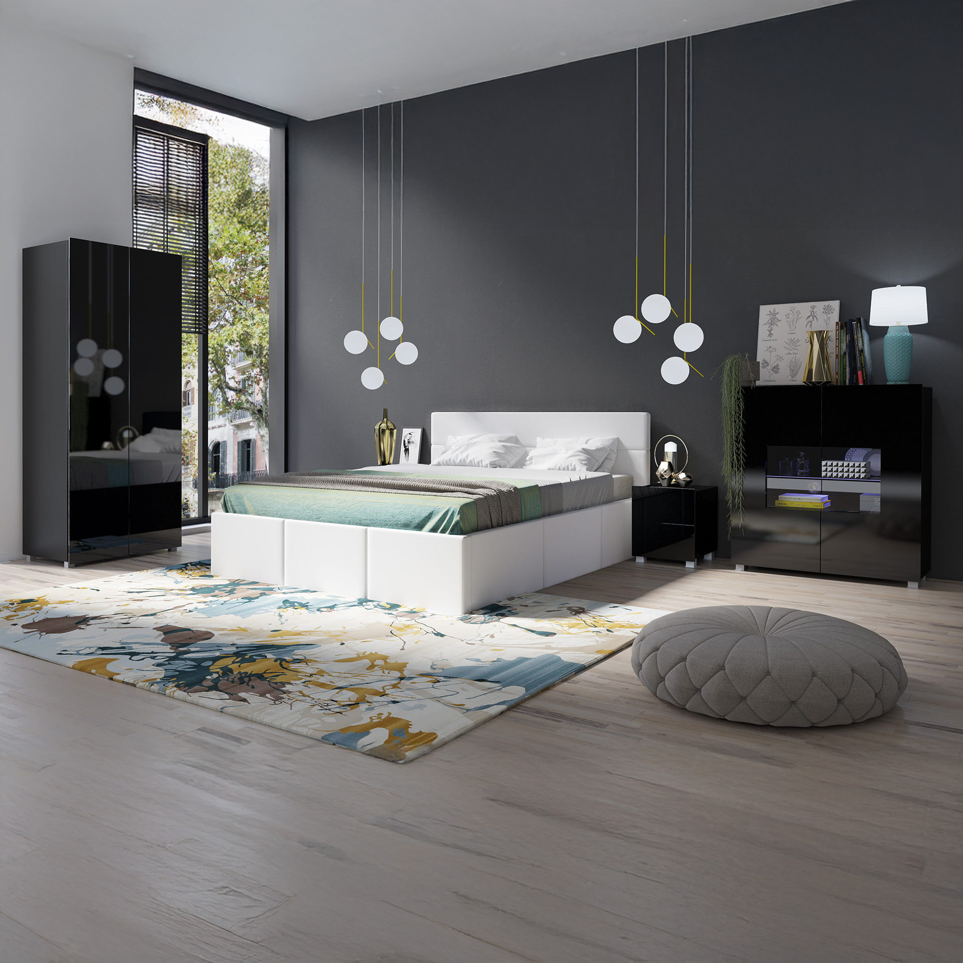 GAB Sestava nábytku LORONA 19, Bílá/Černá