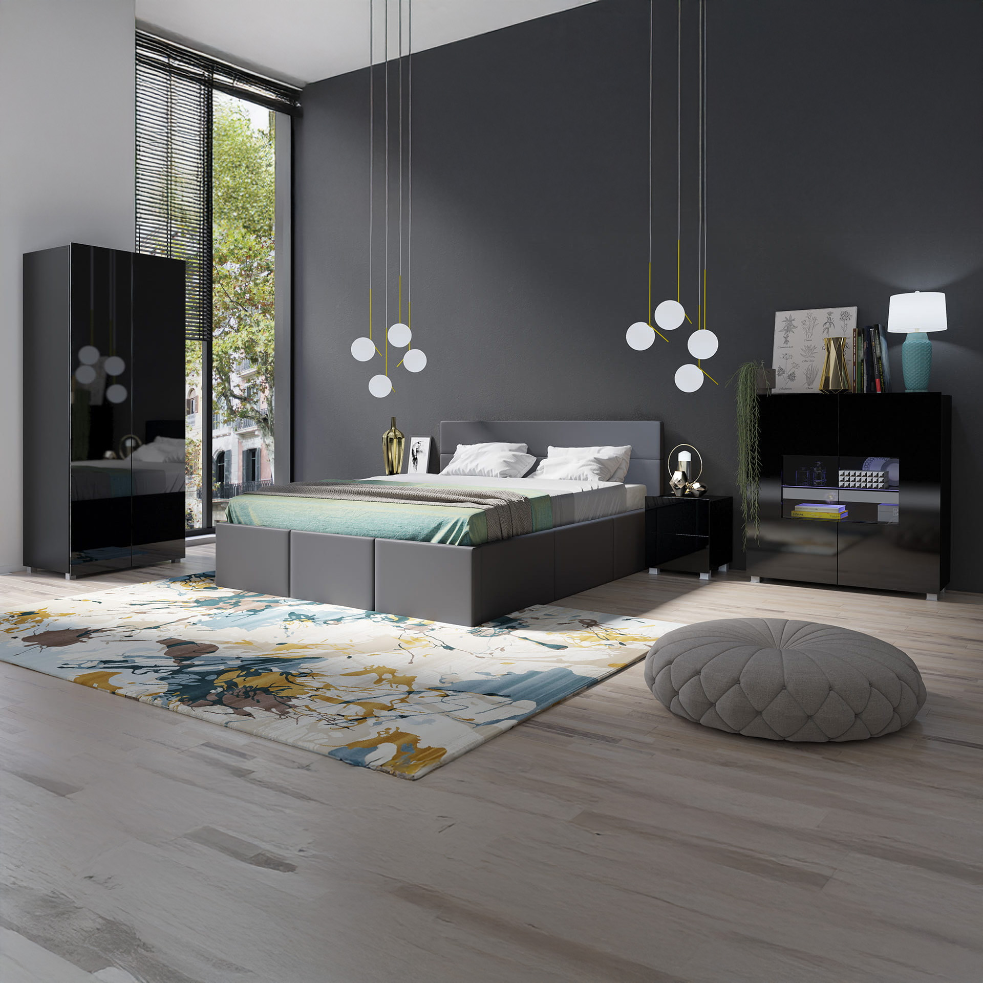 GAB Sestava nábytku LORONA 19, Černá/Grafit