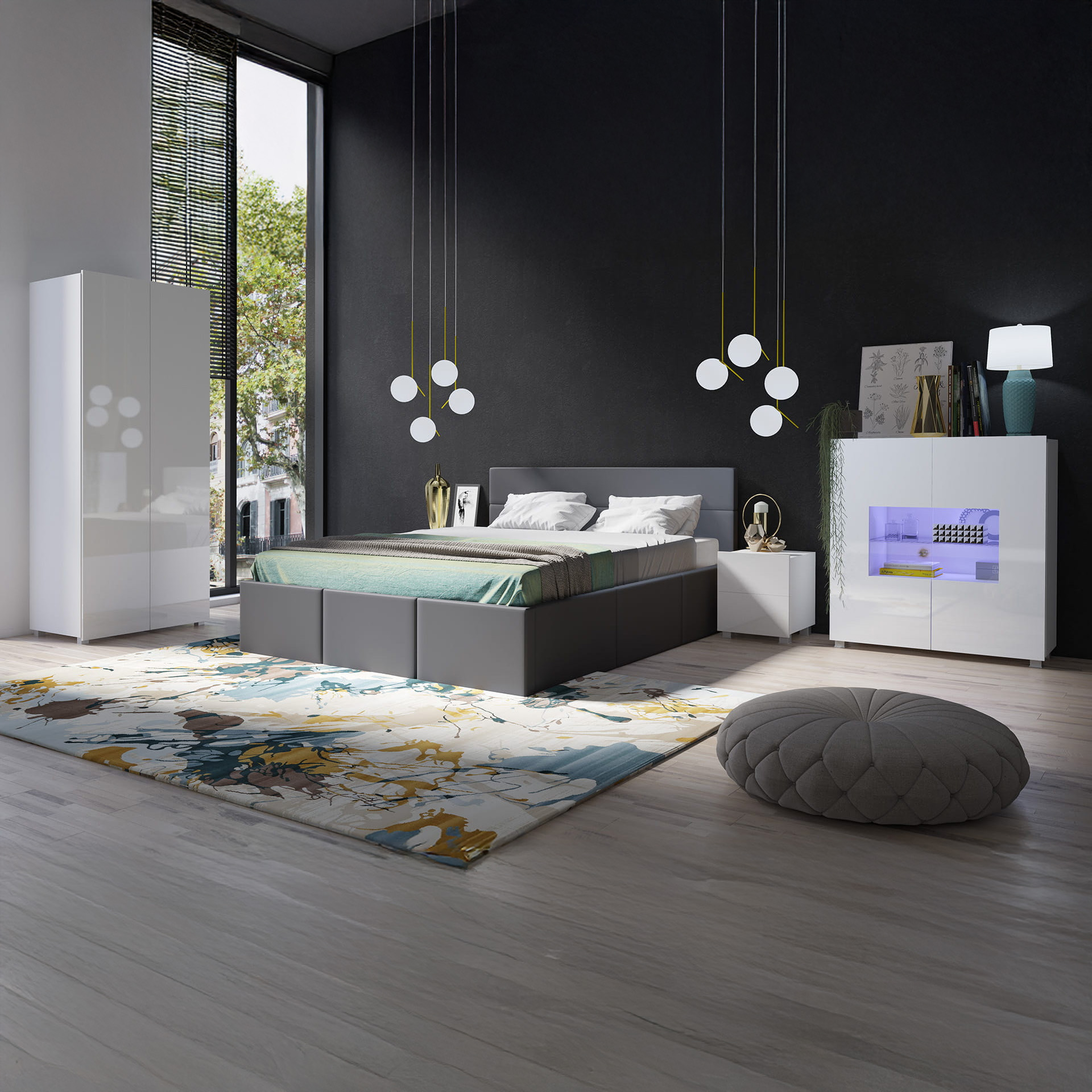 GAB Sestava nábytku LORONA 19, Bílá/Grafit