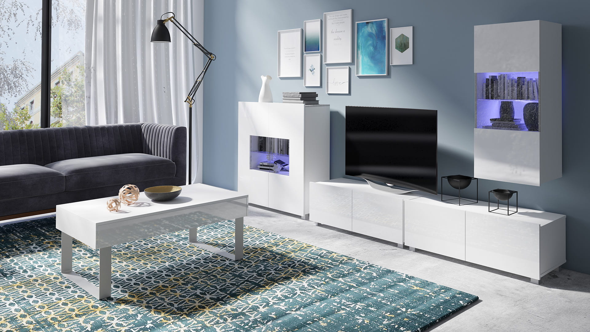 GAB Obývací stěna + konferenční stolek LORONA 22, Bílá