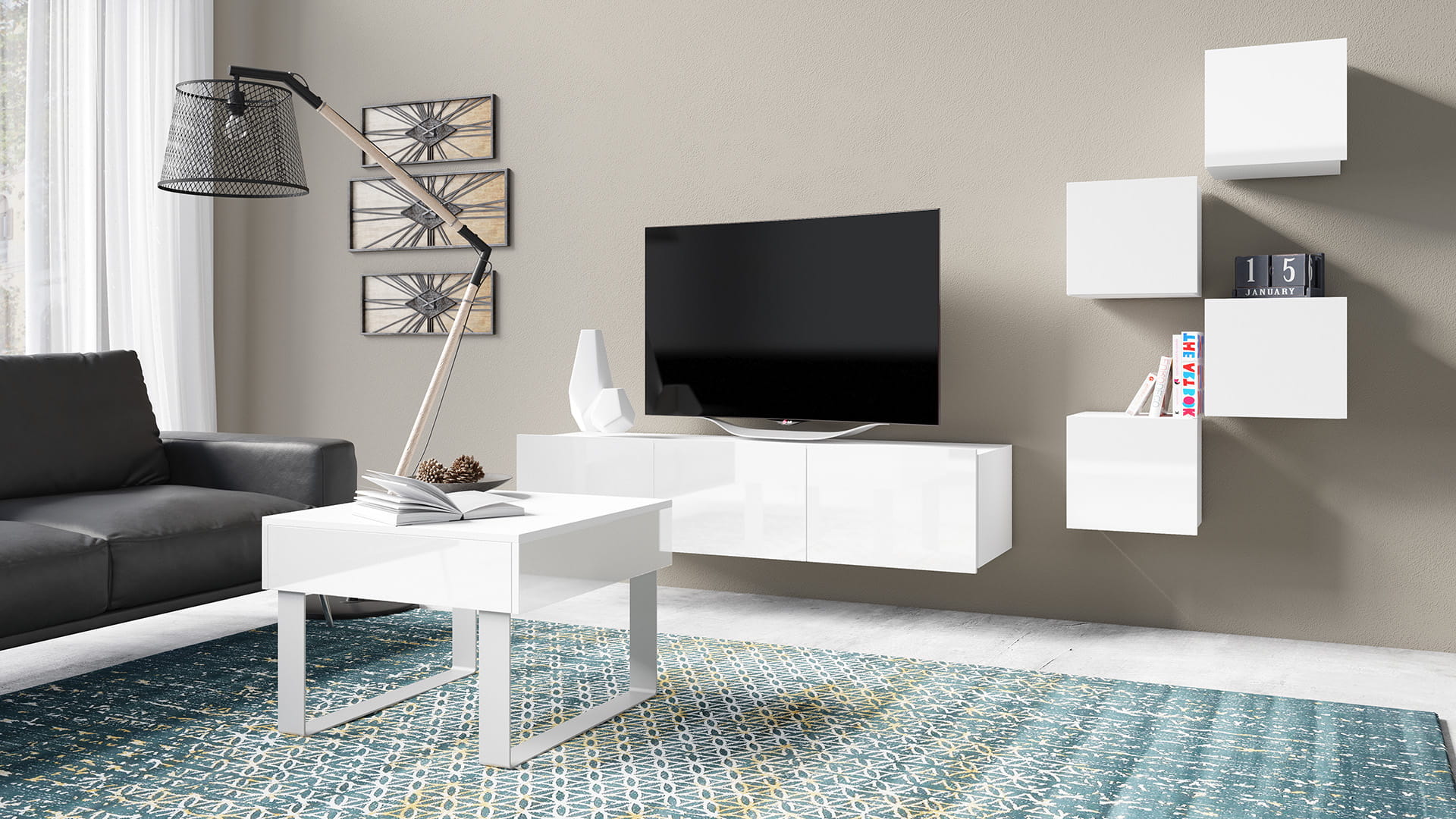 GAB Obývací stěna + konferenční stolek LORNA 21, Bílá