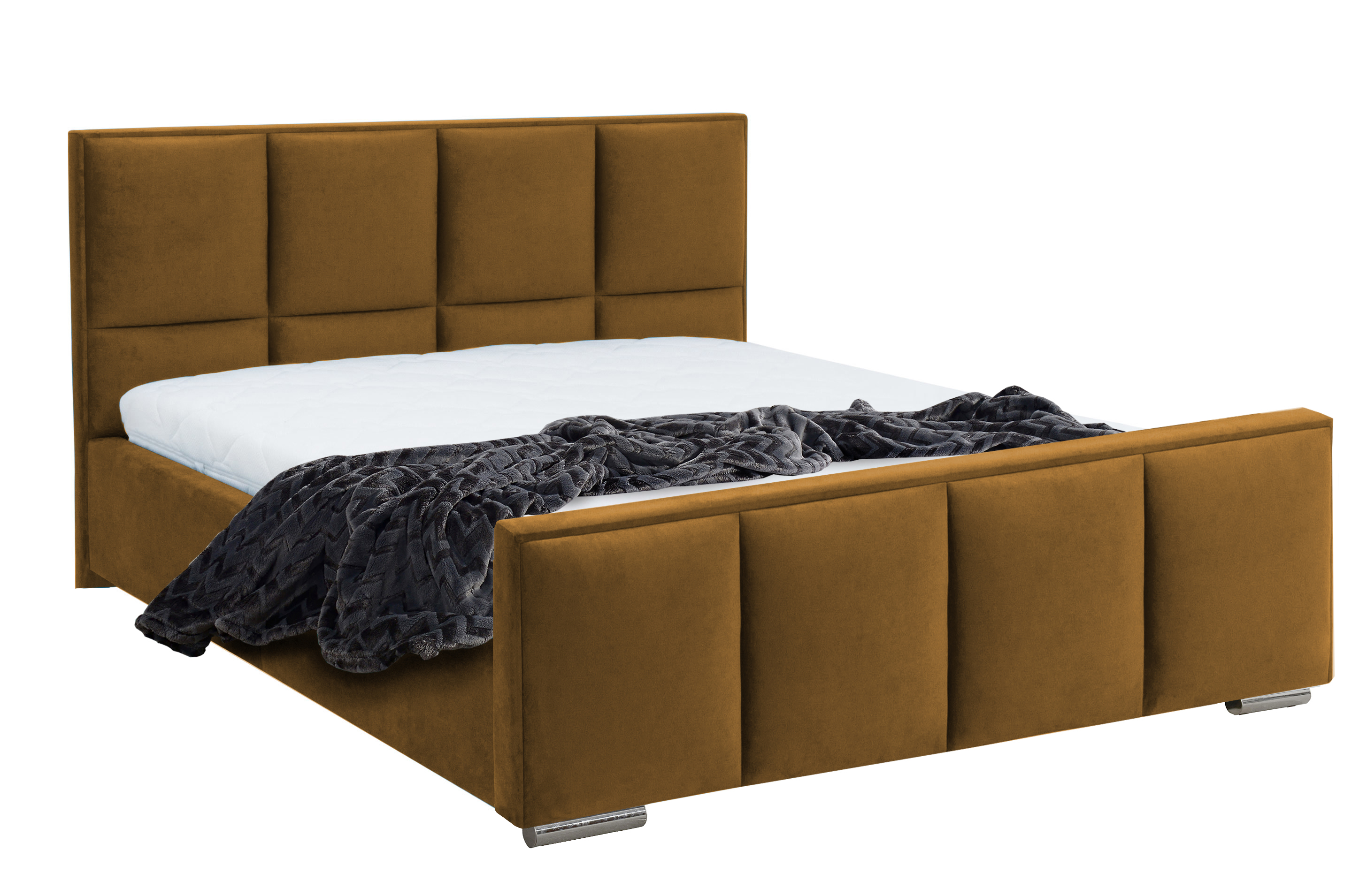 Eka Čalouněná postel Passion - Fresh 140x200 cm Barva látky - Fresh: Hořčicová (37), Úložný prostor: S kovovým rámem úložného prostoru