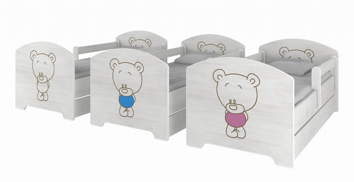 Luc Postel 160x80 cm Méďa, Norská borovice Barva: Modrá