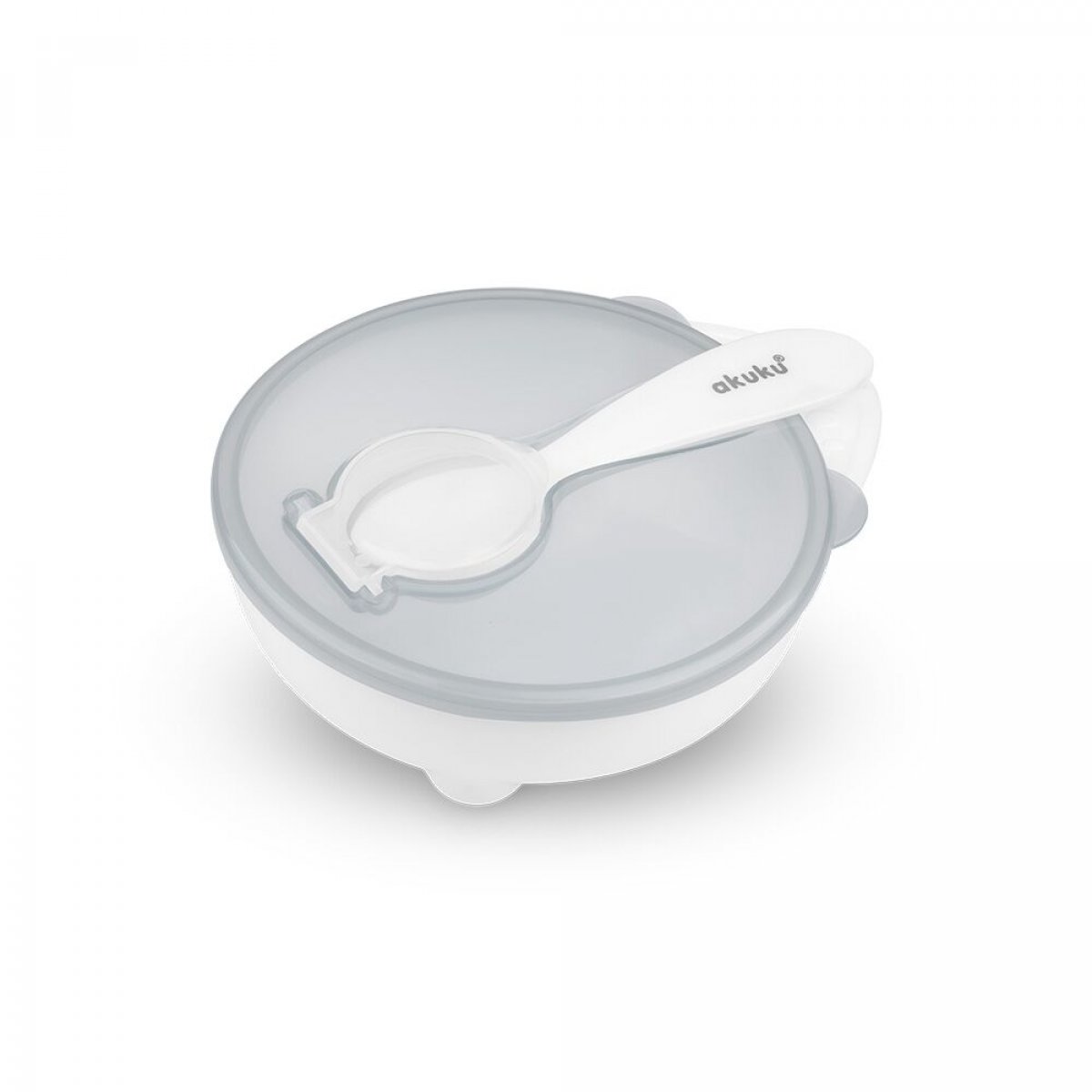 Akuku Miska a lžička bílo/šedá