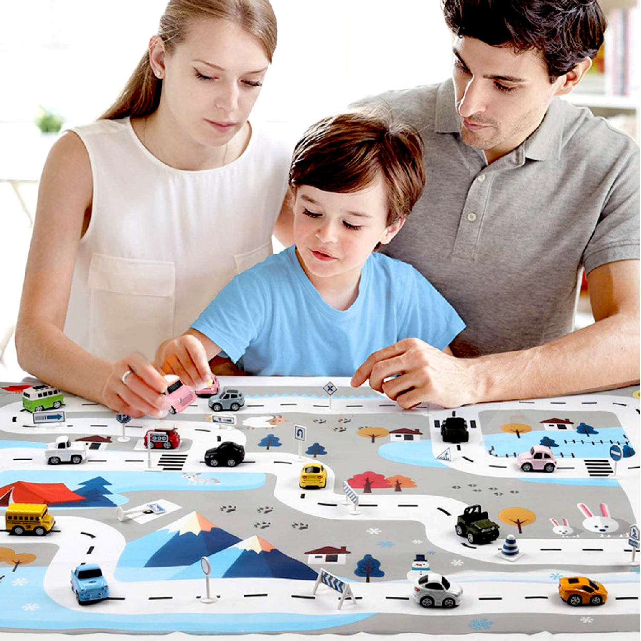 Levně 4L Dětská hrací podložka - Barevná autíčka 130 x 100 cm