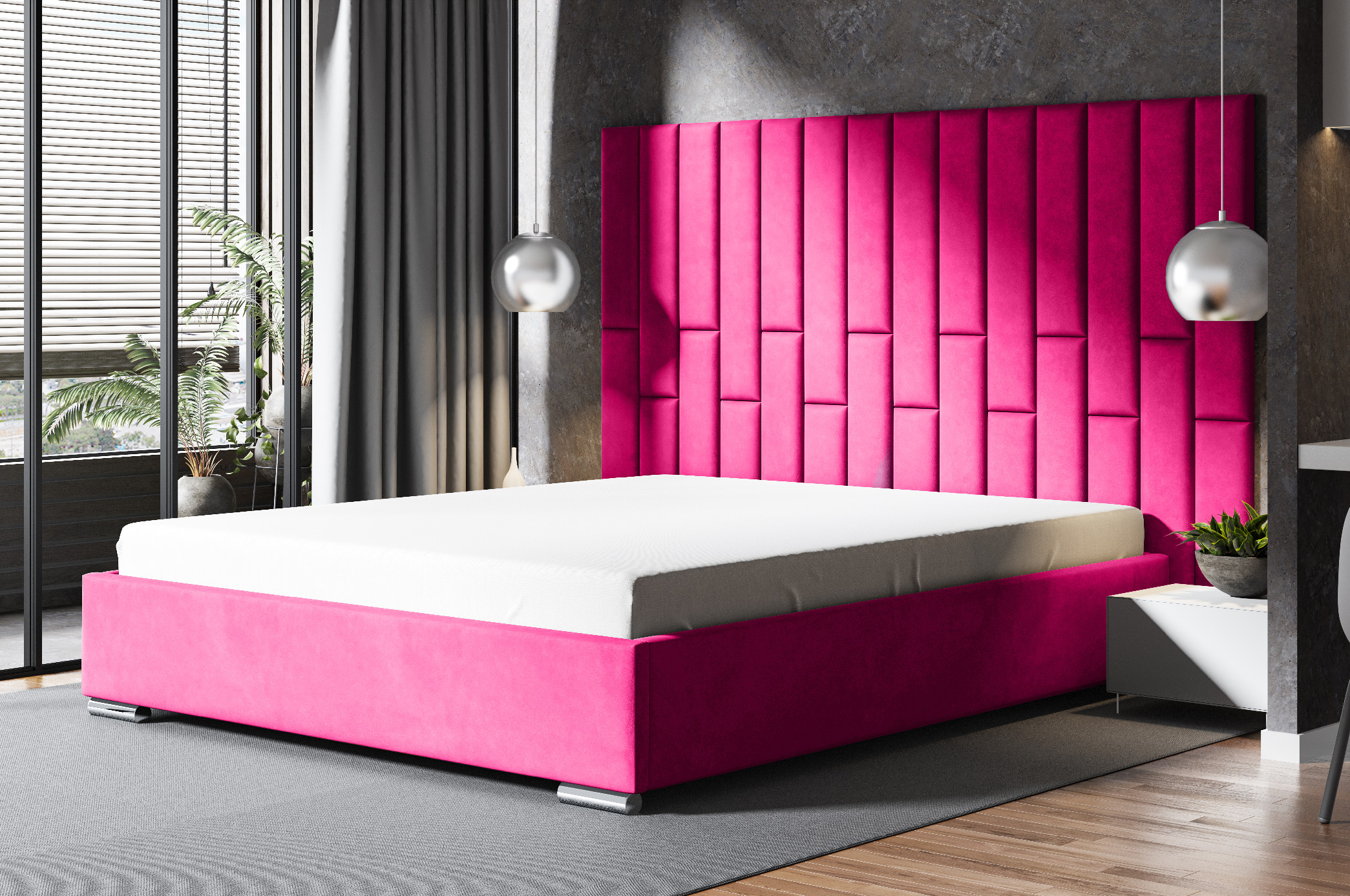 Eka Čalouněná postel LANA 140 x 200 cm Barva látky Trinity: (2310) Růžová, Úložný prostor: S dřevěným rámem úložného prostoru