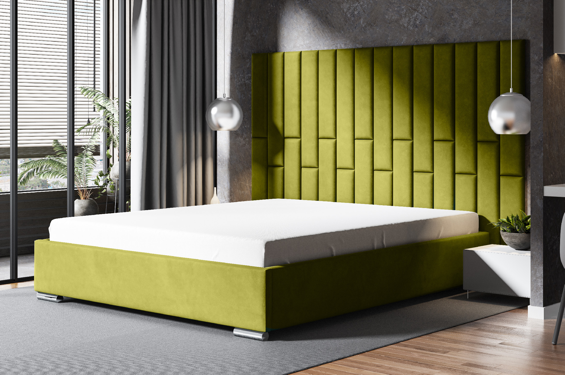 Levně Eka Čalouněná postel LANA 140 x 200 cm Barva látky Trinity: (2312) Zelená, Úložný prostor: S dřevěným rámem úložného prostoru