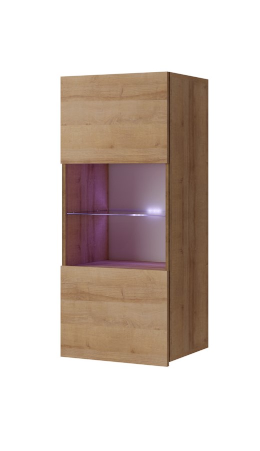 GAB Závěsná vitrína LORONA, Zlatý dub 45 cm