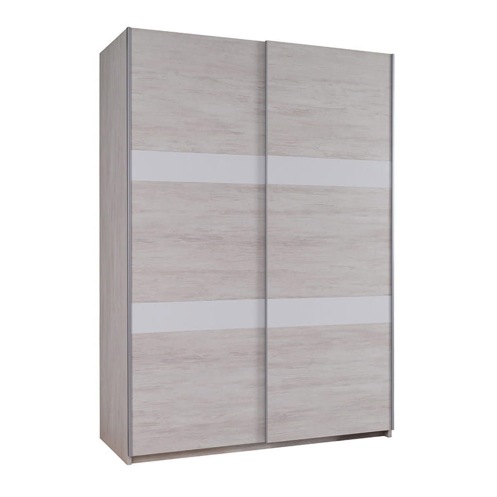 GAB Posuvná skříň Devon - Bílý dub + bílý lesk