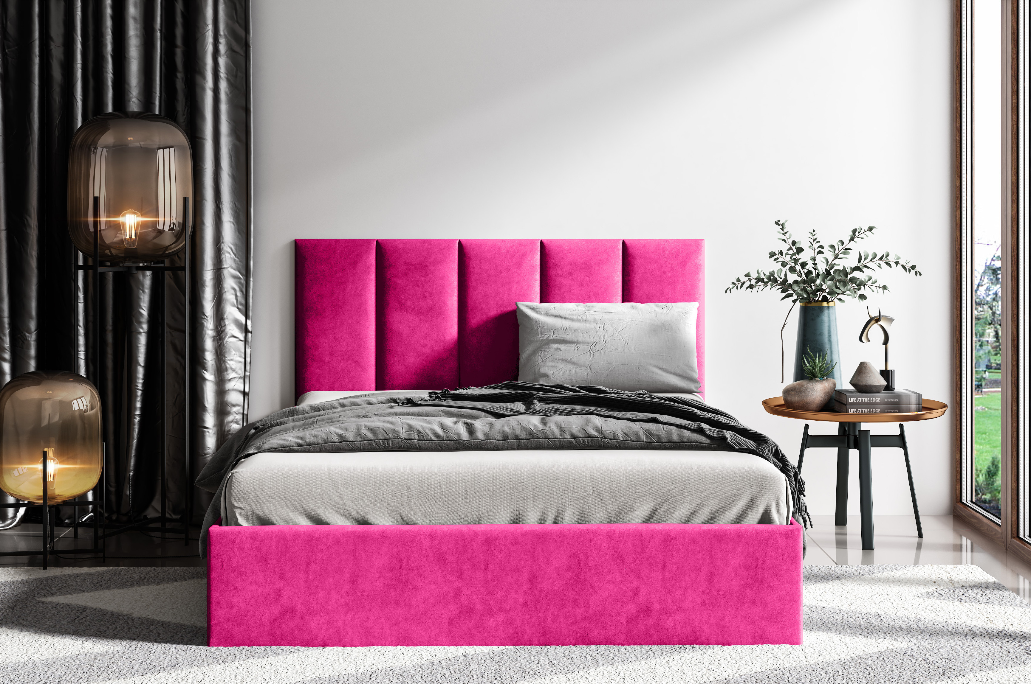 Levně Eka Čalouněná postel Lucy 1 - 180x200 cm Barva látky Trinity: (2310) Růžová, Úložný prostor: Bez úložného prostoru