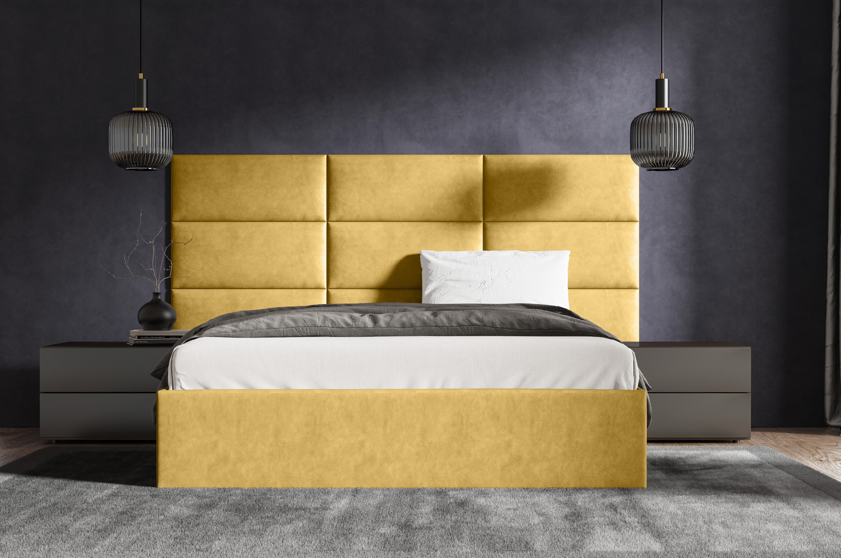 Levně Eka Čalouněná postel Lucy 2 - 160x200 cm Barva látky Trinity: (2318) Žlutá, Úložný prostor: Bez úložného prostoru