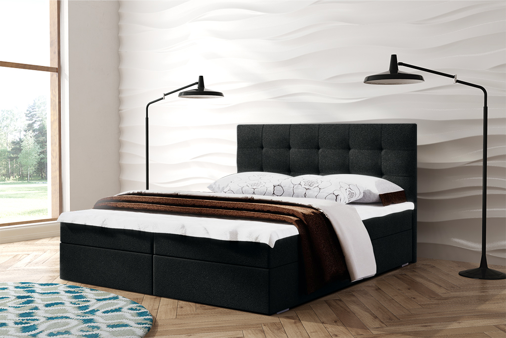 Levně Eka Kontinentální čalouněná postel OSLO (120x200 cm) Barva látky Trinity: (2316) Černá