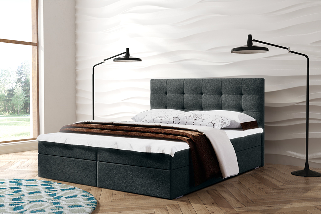 Levně Eka Kontinentální čalouněná postel OSLO (140x200 cm) Barva látky Trinity: (2315) Tmavá šedá