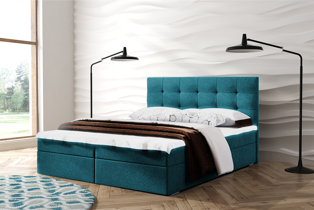 Levně Eka Kontinentální čalouněná postel OSLO (160x200 cm) Barva látky Trinity: (2313) Modrá