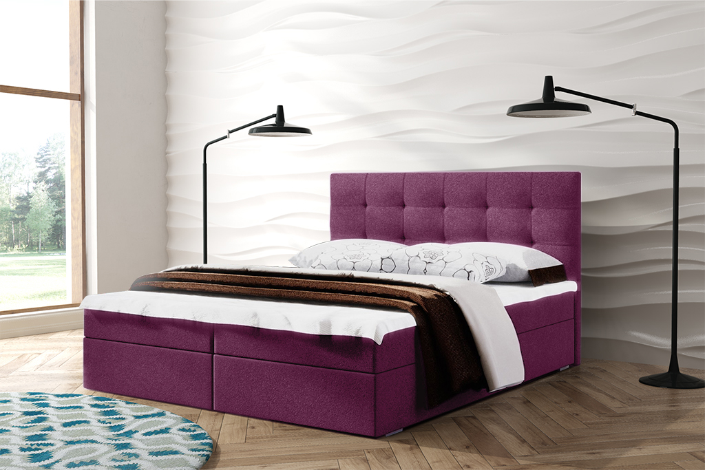 Levně Eka Kontinentální čalouněná postel OSLO (200x200 cm) Barva látky Trinity: (2311) Fialová