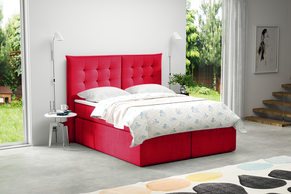 Eka Kontinentální čalouněná postel Soft - Cassablanca (200x200 cm) Barva látky Trinity: (2309) Červená