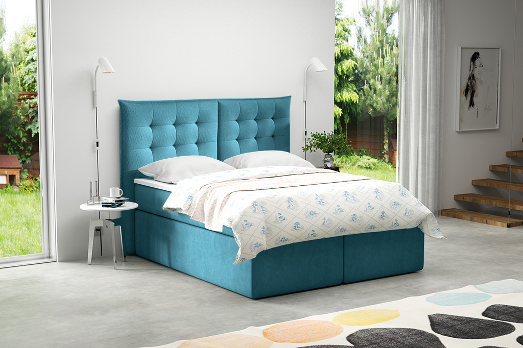 Levně Eka Kontinentální čalouněná postel Soft - Cassablanca (200x200 cm) Barva látky Trinity: (2313) Modrá