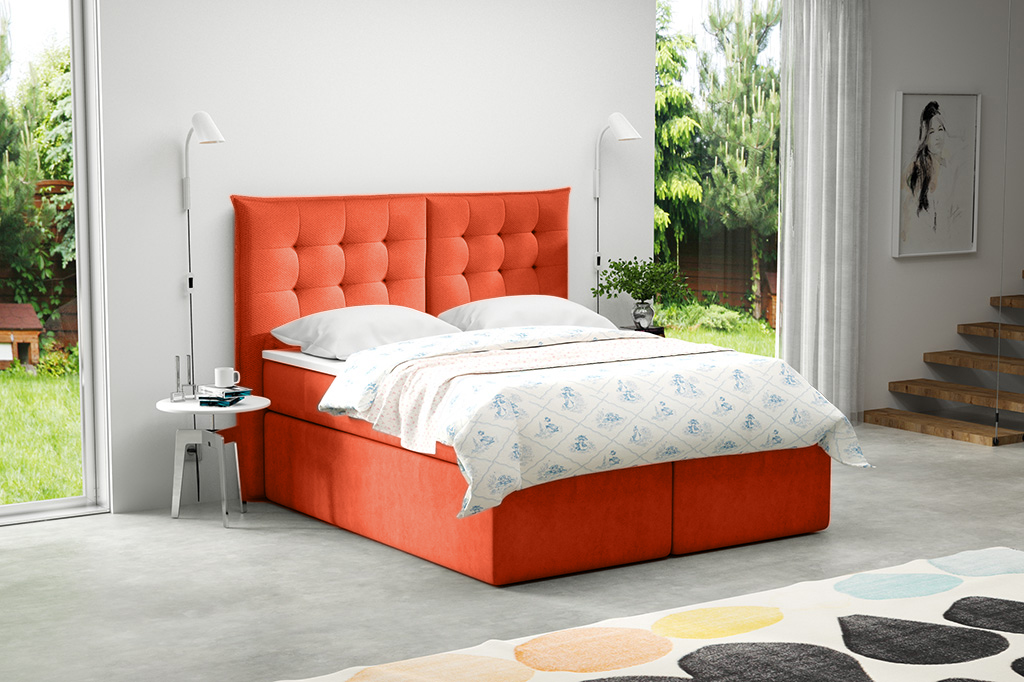 Levně Eka Kontinentální čalouněná postel Soft - Cassablanca (160x200 cm) Barva látky Trinity: (2317) Oranžová