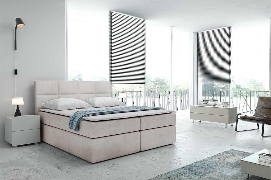 Eka Kontinentální čalouněná postel Smoth - Cassablanca (200x200 cm) Barva látky Trinity: (2323) Tmavá růžová