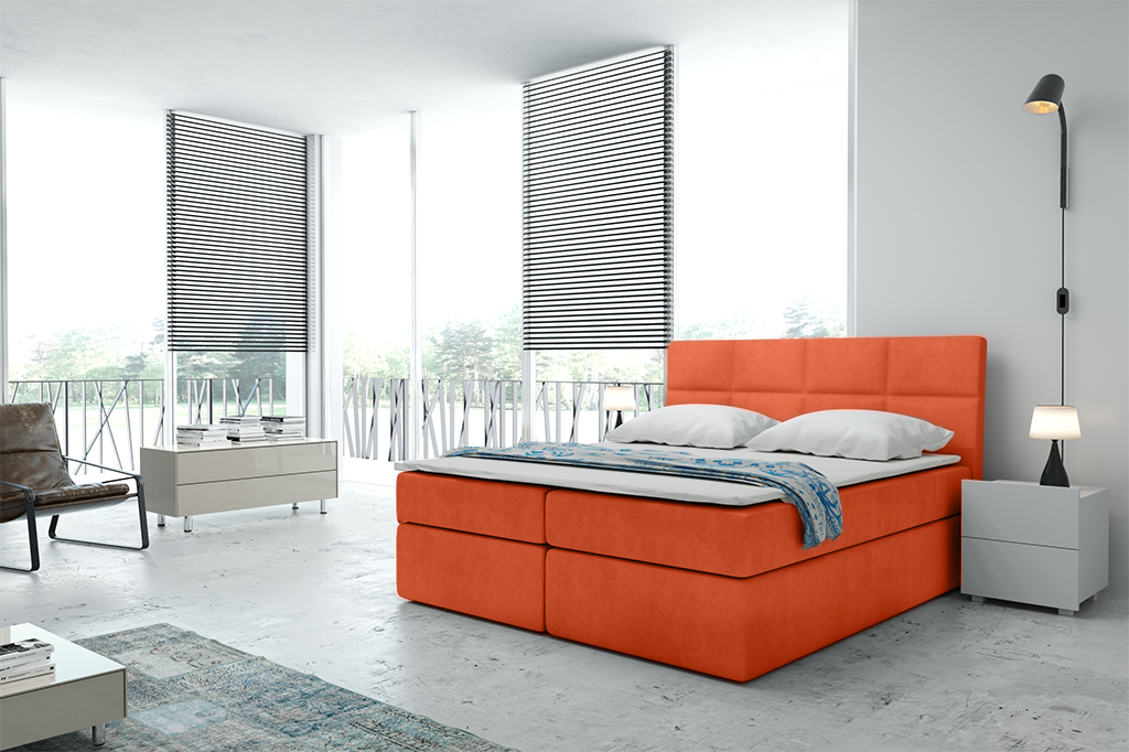Levně Eka Kontinentální čalouněná postel Smoth - Cassablanca (90x200 cm) Barva látky Trinity: (2317) Oranžová