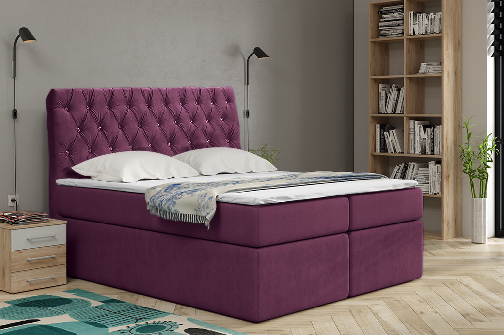 Levně Eka Kontinentální čalouněná postel Luxurious - Cassablanca (90x200 cm) Barva látky Trinity: (2311) Fialová