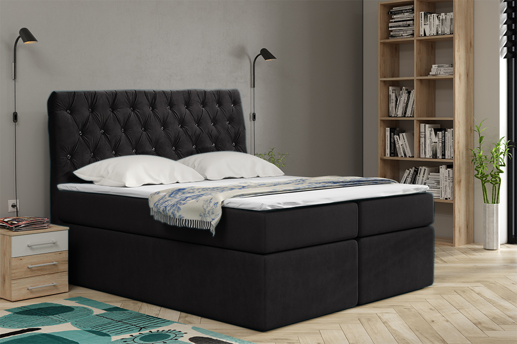 Eka Kontinentální čalouněná postel Luxurious - Cassablanca (90x200 cm) Barva látky Trinity: (2316) Černá