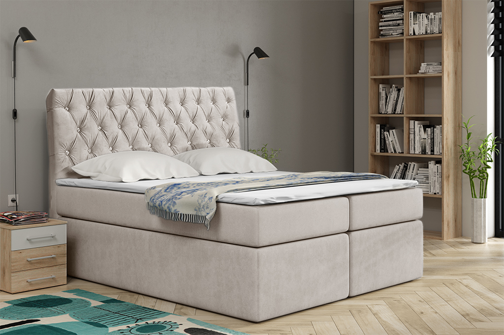 Eka Kontinentální čalouněná postel Luxurious - Cassablanca (90x200 cm) Barva látky Trinity: (2304) Béžová