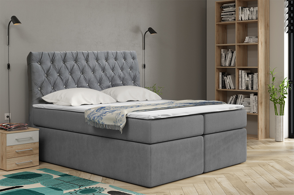 Eka Kontinentální čalouněná postel Luxurious - Cassablanca (120x200 cm) Barva látky Trinity: (2314) Šedá