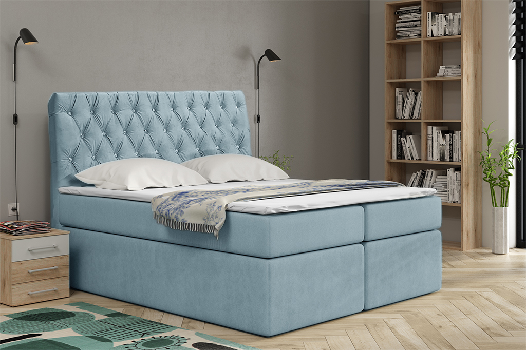 Levně Eka Kontinentální čalouněná postel Luxurious - Cassablanca (140x200 cm) Barva látky Trinity: (2322) Světlá modrá