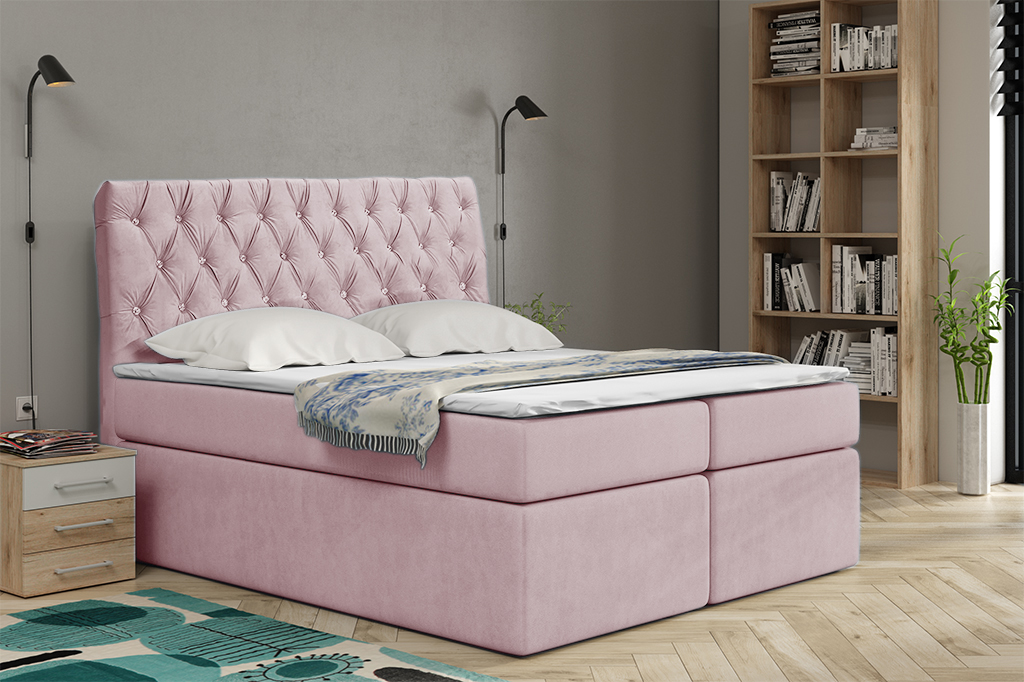 Levně Eka Kontinentální čalouněná postel Luxurious - Cassablanca (140x200 cm) Barva látky Trinity: (2319) Světlá růžová
