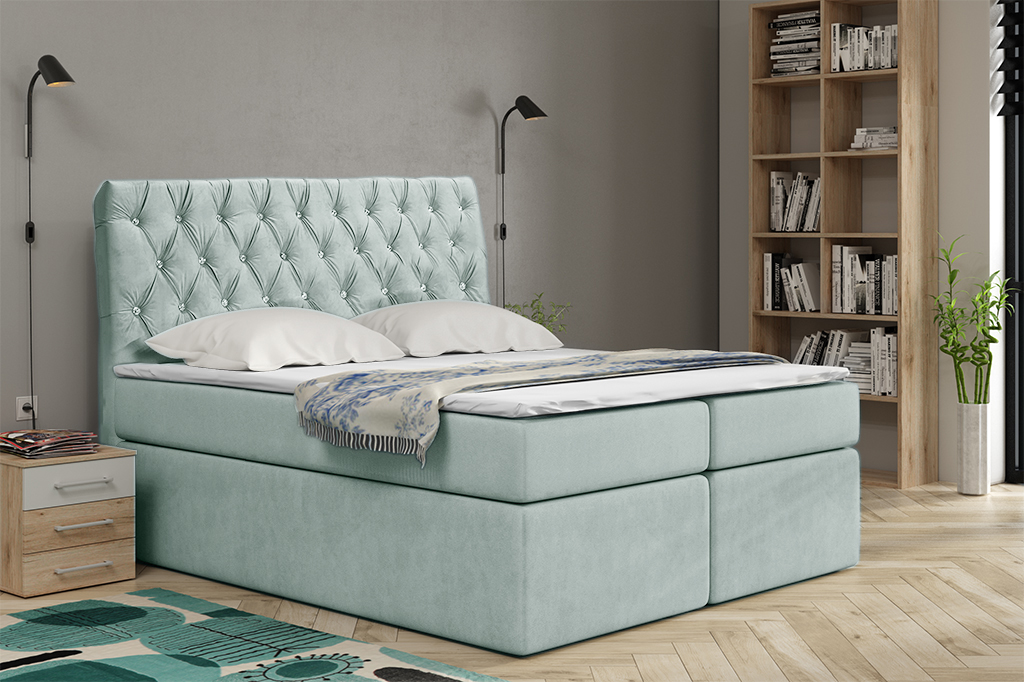 Levně Eka Kontinentální čalouněná postel Luxurious - Cassablanca (160x200 cm) Barva látky Trinity: (2321) Světlá zelená