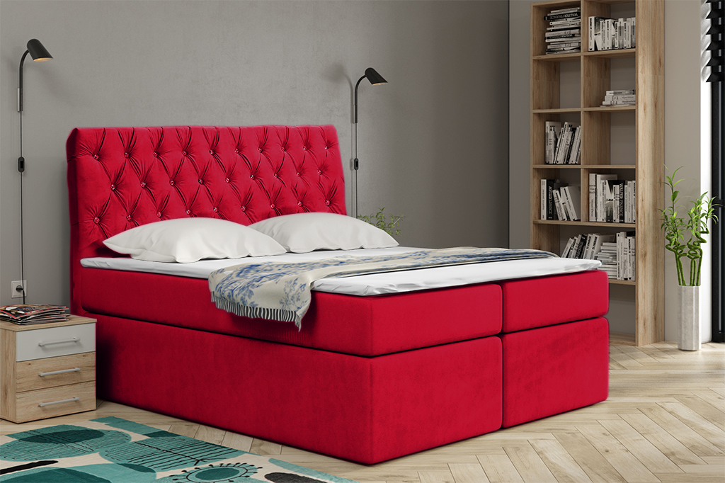Levně Eka Kontinentální čalouněná postel Luxurious - Cassablanca (200x200 cm) Barva látky Trinity: (2309) Červená