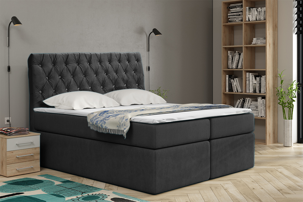 Levně Eka Kontinentální čalouněná postel Luxurious - Cassablanca (200x200 cm) Barva látky Trinity: (2315) Tmavá šedá