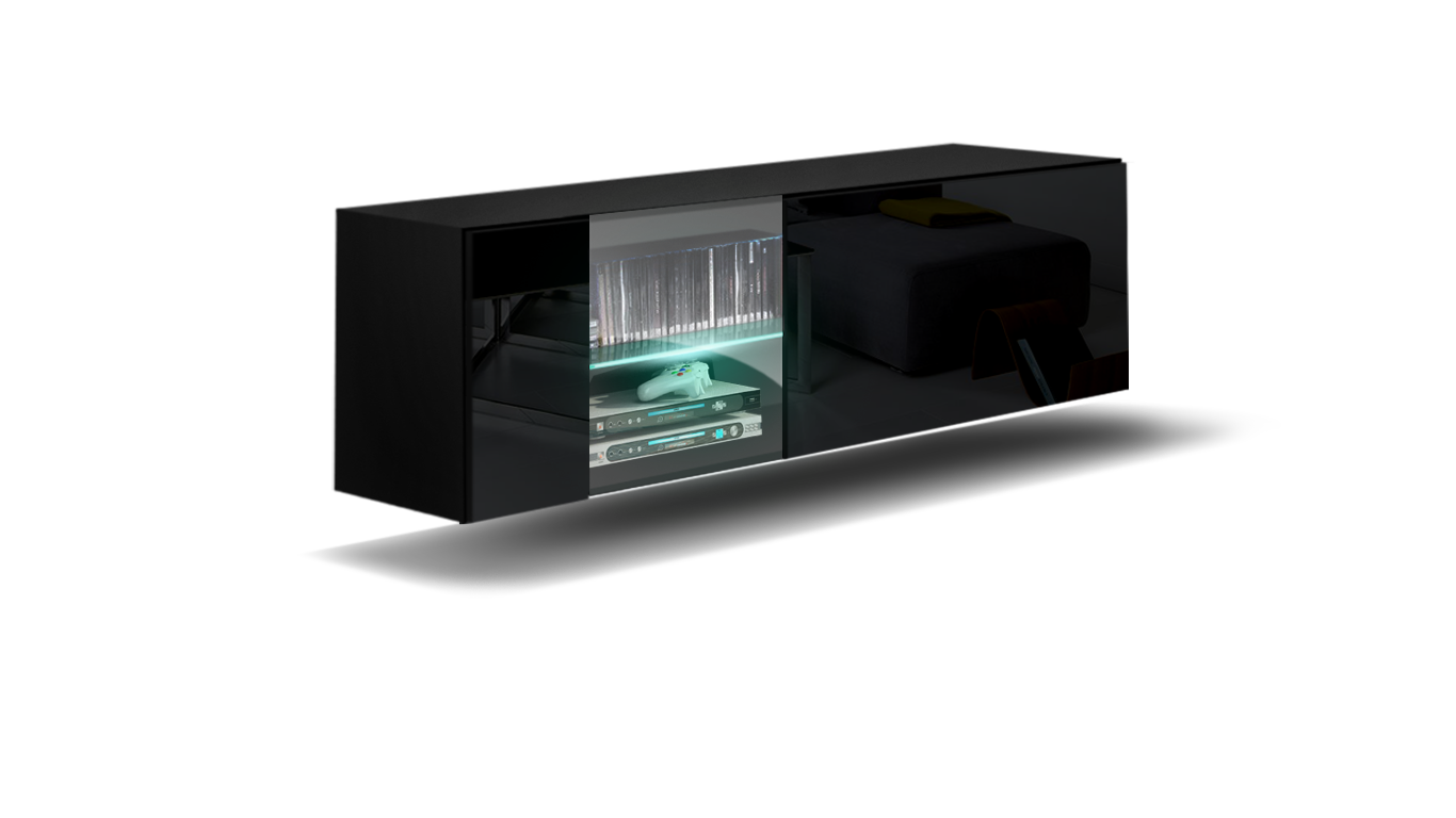 Ral Závěsná skříň GS 6 Barva dřeva: Černá matná + lesklé čelo