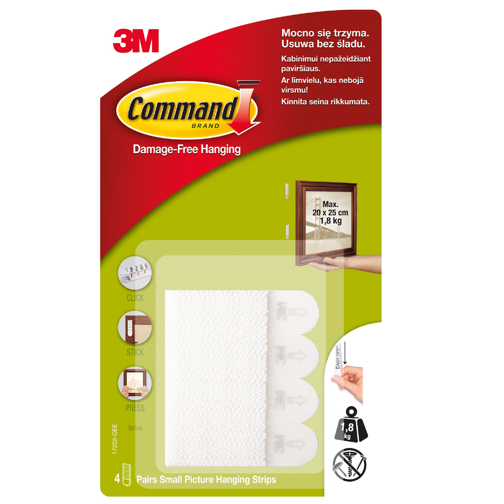 Eka Nalepovací oboustranné suché zipy na zeď - 4ks 20x25mm