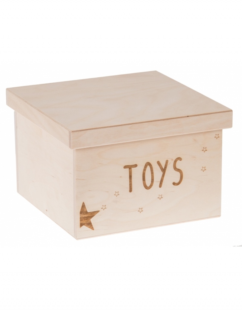 FK Dřevěný box na hračky - Toys gravír 20x20x15 cm, Přírodní