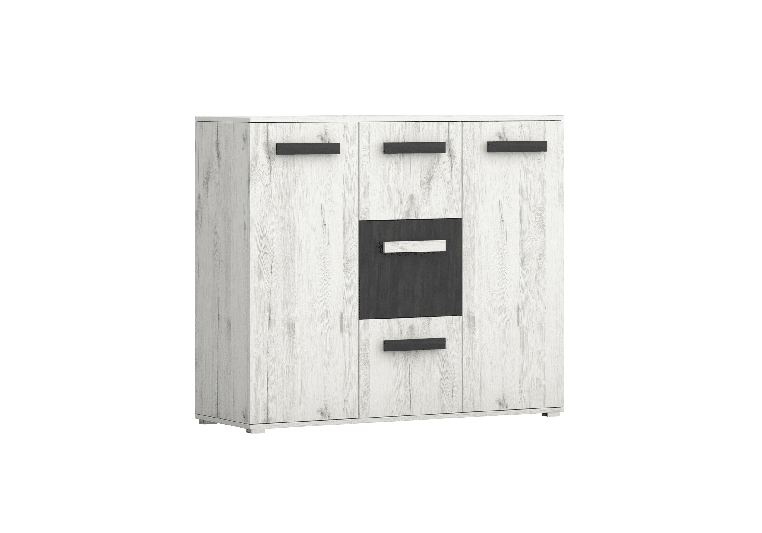 IDZ Komoda VIVA, 120 cm Dub bílý / Černá borovice