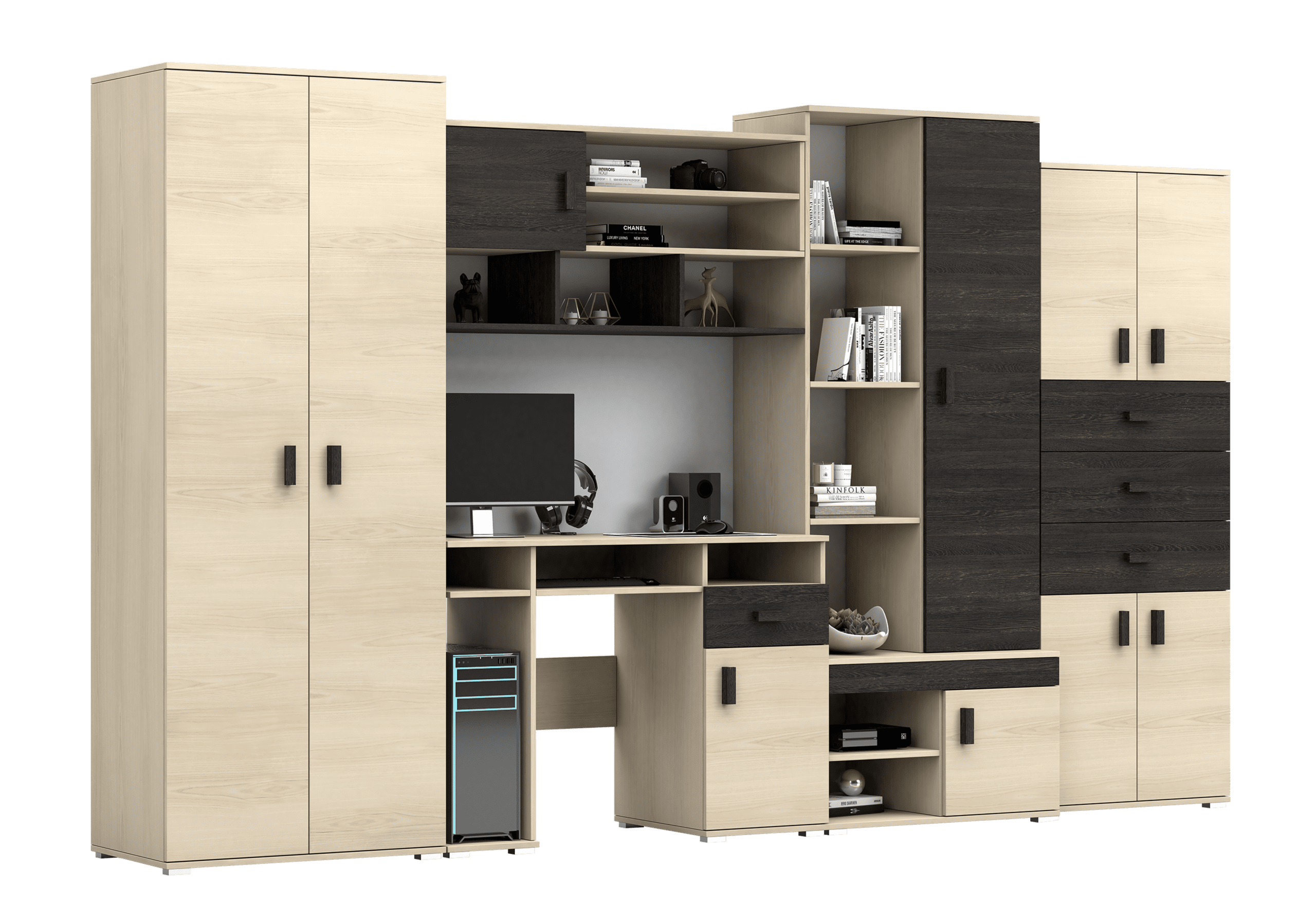 IDZ Pokojová stěna NELLY, 350 cm Dub Cantenbury / Jasan