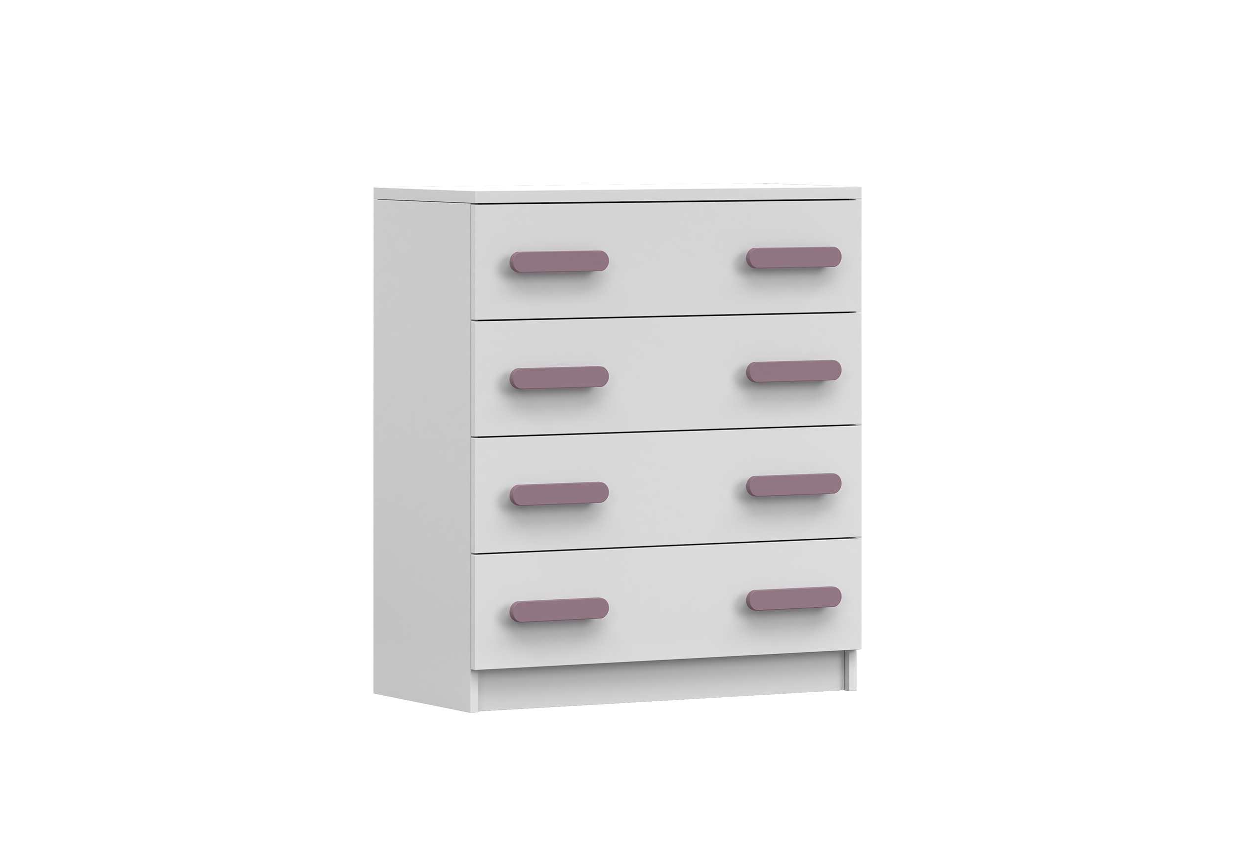 IDZ Komoda SMYK I 4S 02, 80 cm Bílá / Barevné úchytky Barva: Fialová
