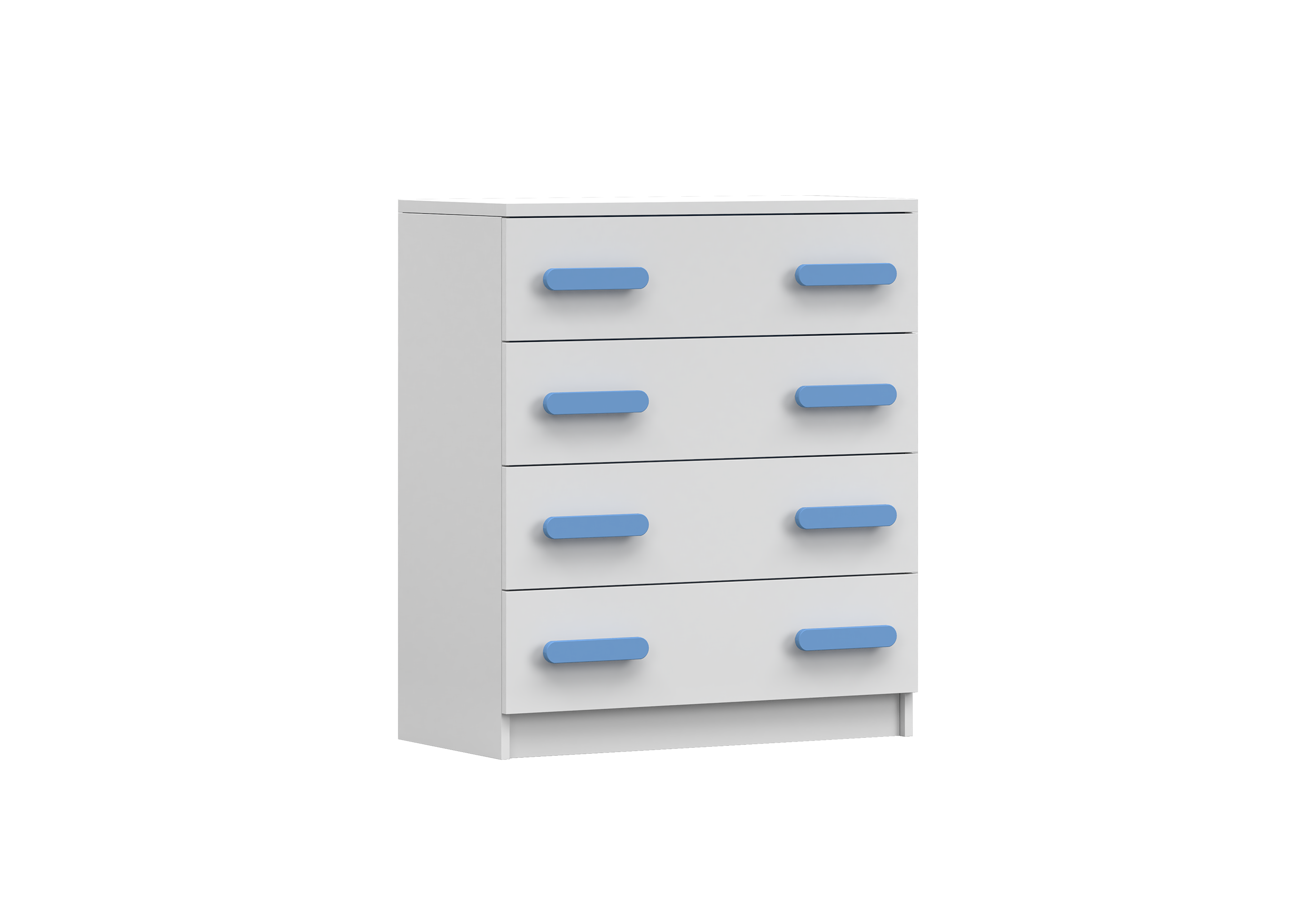 IDZ Komoda SMYK I 4S 02, 80 cm Bílá / Barevné úchytky Barva: Modrá