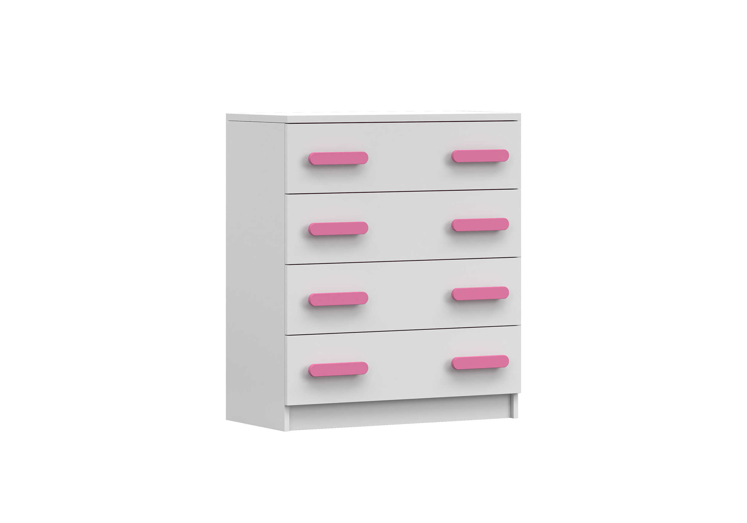 IDZ Komoda SMYK I 4S 02, 80 cm Bílá / Barevné úchytky Barva: Růžová