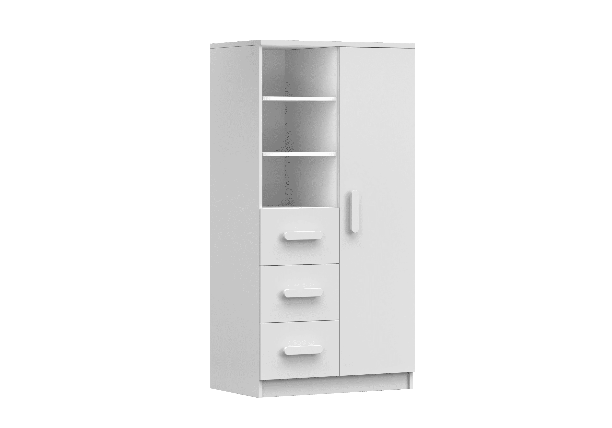 IDZ Knihovna SMYK I 3S1D 05, 80 cm Bílá / Barevné úchytky Barva: Bílá